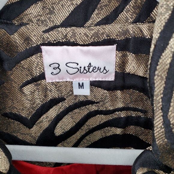 Vintage 3 Sisters Jacket Womens Bubble Zebra Print Belted Brown Medium With Tags - Picture 4 of 11
